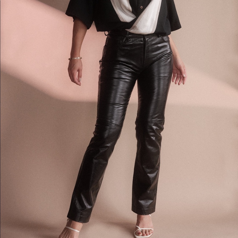 Vintage Gap High Waisted Leather Moto Pants. XS-S